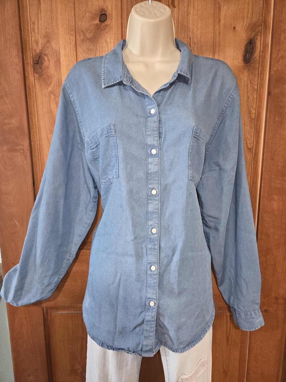 Lucky Brand **FLAWED** Light Blue Denim Button-Down‎ Shirt